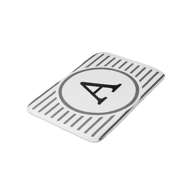 Anpassa Grått White Rand Mönster Badrumsmatta (Vinklad)