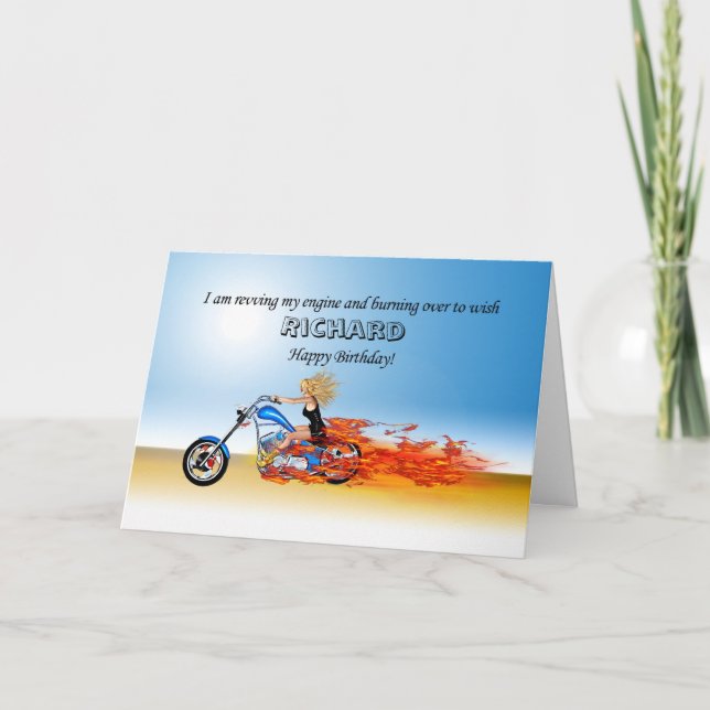 Anpassa Grattis på födelsedagen med lammotorcykel Kort (Framsida)