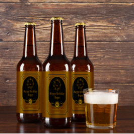 Anpassa Grattis på födelsedagen till en vän, detal Ölflaska Etikett