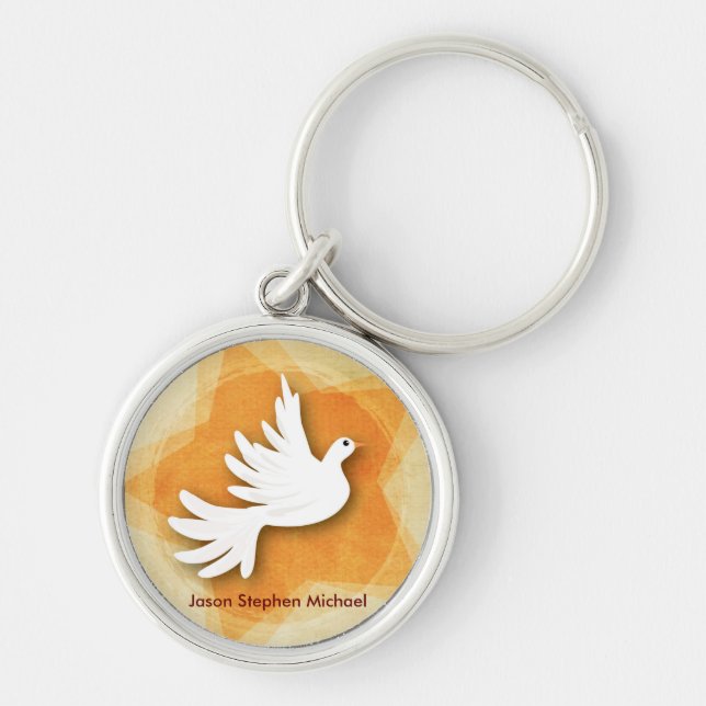 Anpassa Grattisar för bekräftelse - gift Coll Rund Silverfärgad Nyckelring (Framsidan)