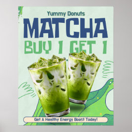 Anpassa Grön Vit Matcha Köp 1 Få 1 Gratis Kampanj Poster