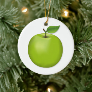 Anpassa Grönt Apple-prydnad Julgransprydnad Keramik
