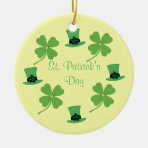 Anpassa Grönt hat, klöver till St.Patrick's day Julgransprydnad Keramik
