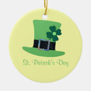 Anpassa Grönt hat, klöver till St.Patrick's day Julgransprydnad Keramik