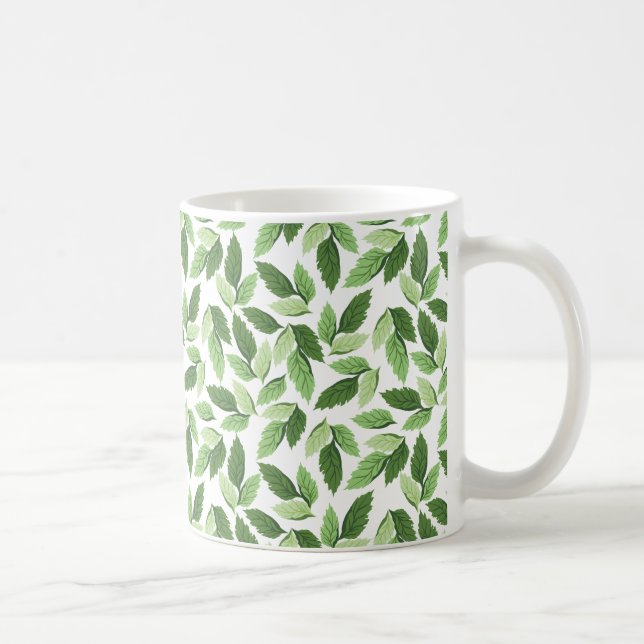 Anpassa Grönt Löv Mönster Kaffemugg (Höger)