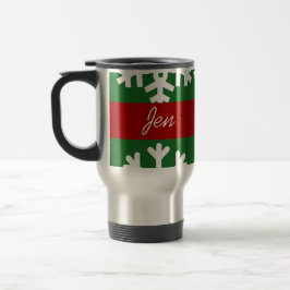 Anpassa Grönt Snowflake Travel Coffee Mug Resemugg
