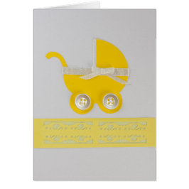 Anpassa gult Baby-vagn med knappar Hälsningskort