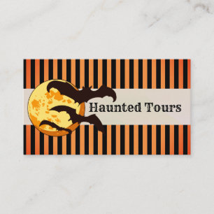 Anpassa Halloween Haunted Tours Orange Black Visitkort