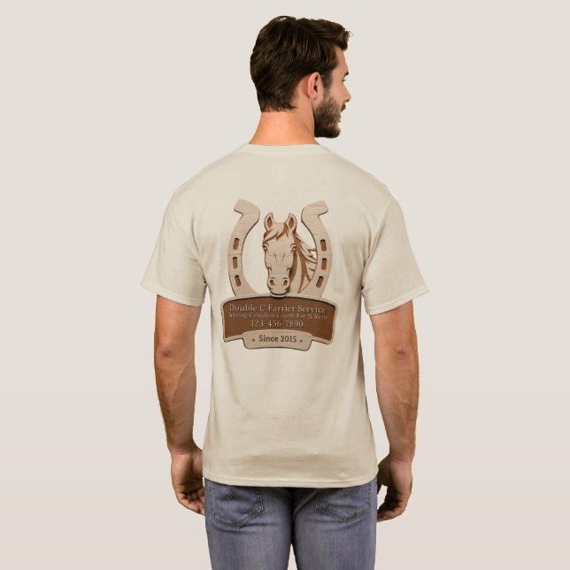 Anpassa Häst Hovslagare Service Promo  T Shirt (Hel baksida)