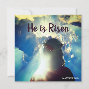 Anpassa HE IS RISEN Religiösa Påsk Hälsning Julkort