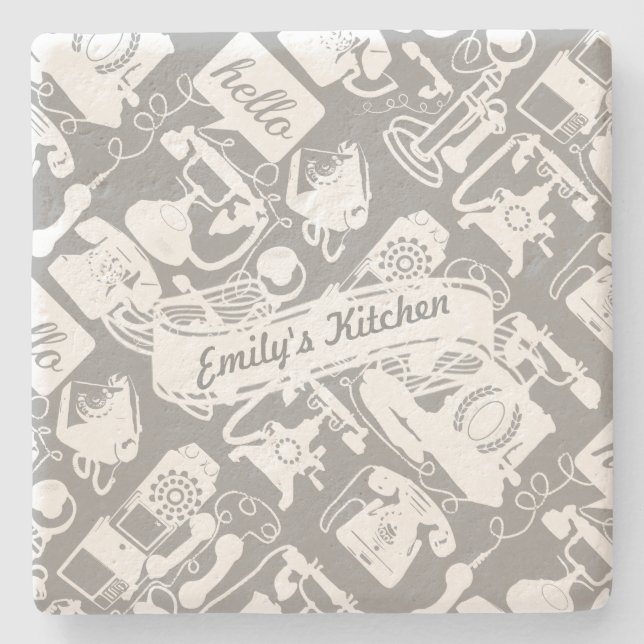 Anpassa Hej Grått eller någon Färg Retro-Mobil Underlägg Sten (Framsidan)