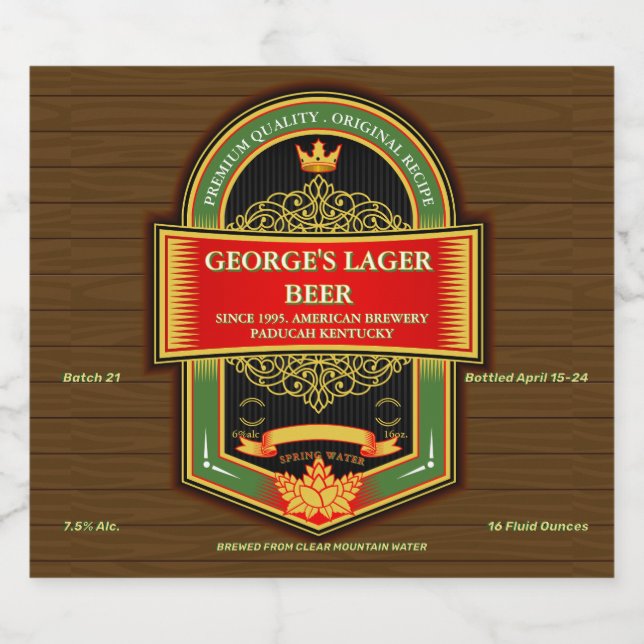 Anpassa hemmapsdetaljer ölflaska etikett (Singel etikett)