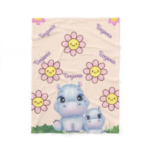 Anpassa Hippo Baby Blanket-design med blomma