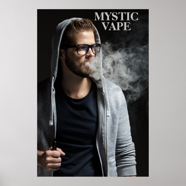Anpassa Hipster Man Vaping Vape Shop Business Poster (Framsidan)