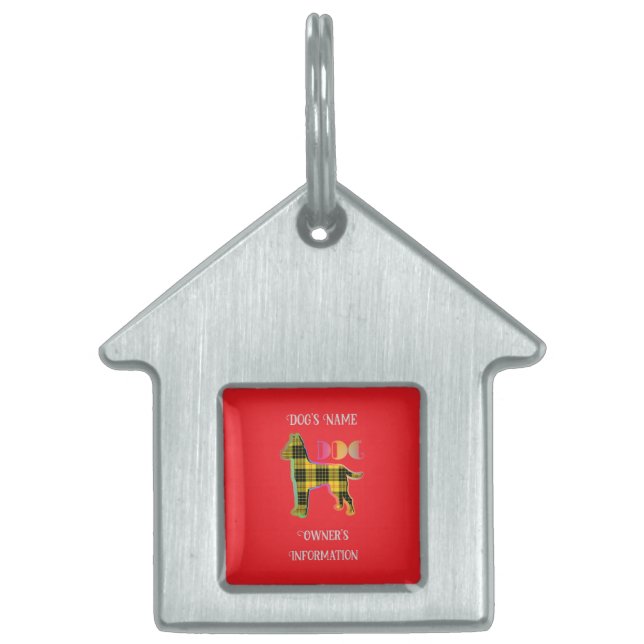 Anpassa Hund Gult Play Red HUND House ID-bricka Husdjur (Framsidan)