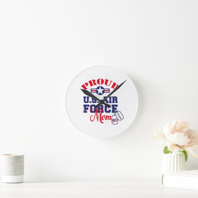 Anpassa Hund Märkre USA:s Luft Force Mamma Rund Klocka (Hem)