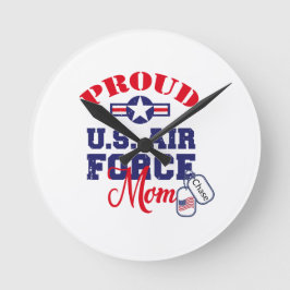 Anpassa Hund Märkre USA:s Luft Force Mamma Rund Klocka