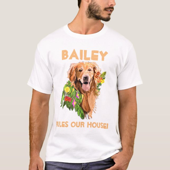 Anpassa Hund Namn och foto T Shirt (Framsida)