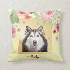 Anpassa Hund Photo Blommigt 2 Sides Dekorativ kudd Kudde