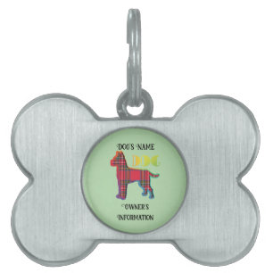 Anpassa HUND Red Play Lt Grönt Bone ID-bricka Husdjur