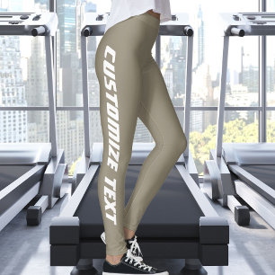 Anpassa husdjursfoto Söt vit text Jordnära Taupe Leggings