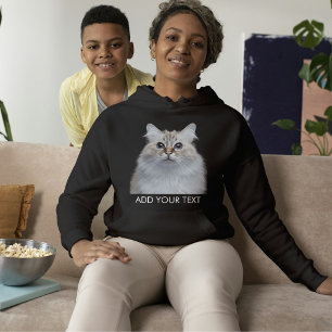 Anpassa Husdjursfototext Svart Och Vitt Kattälskar T Shirt