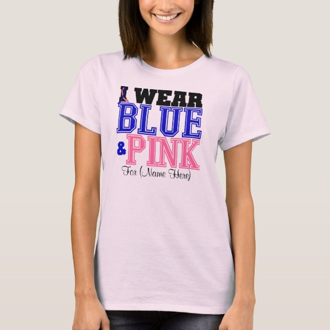 Anpassa I Bära Blue & Rosa Male Breast Cancer Tee Shirt (Framsida)