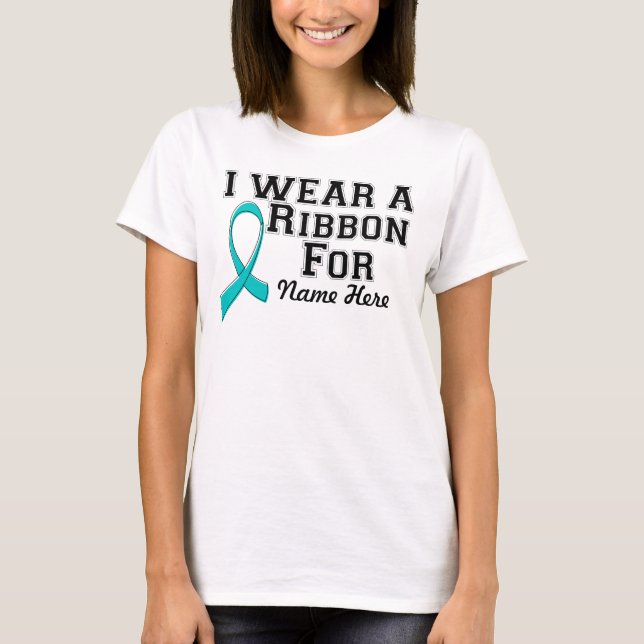 Anpassa i Bära ett teal Ribbon Tee Shirt (Framsida)