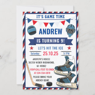 Anpassa Ice Hockey Birthday Sports med Photo Inbjudningar