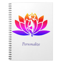 Anpassa Illustrated Lotus Flower och Yoga Pose Anteckningsbok