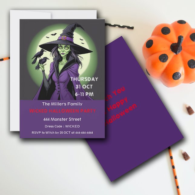 Anpassa inbjudan till Wicked Witch Halloween fest (Skapare uppladdad)