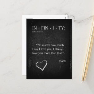 Anpassa INFINITY KÄRLEK DU FLER Valentinkort Helg Vykort