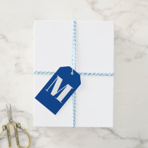 Anpassa inledande blått monogram presentetikett