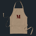 Anpassa inledande burgundvit monogram-kolonvitt förkläde<br><div class="desc">Anpassa den första burgundvit Vuxen Apron i monogram</div>