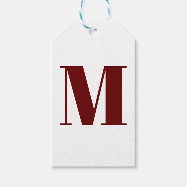 Anpassa inledande burgundvit monogram-kolonvitt presentetikett (Framsidan)