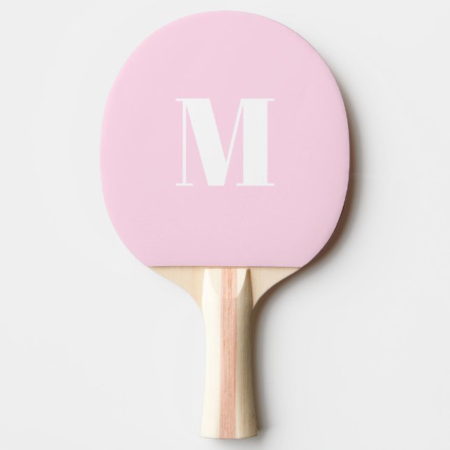 Anpassa inledande ljus rosa vit monogram pingisracket (Framsidan)