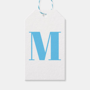 Anpassa inledande ljusblått i monogram presentetikett