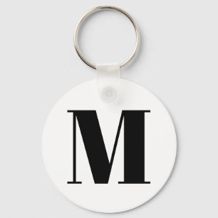 Anpassa inledande svartvit monogram nyckelring