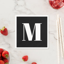 Anpassa inledande svartvit monogram pappersservett