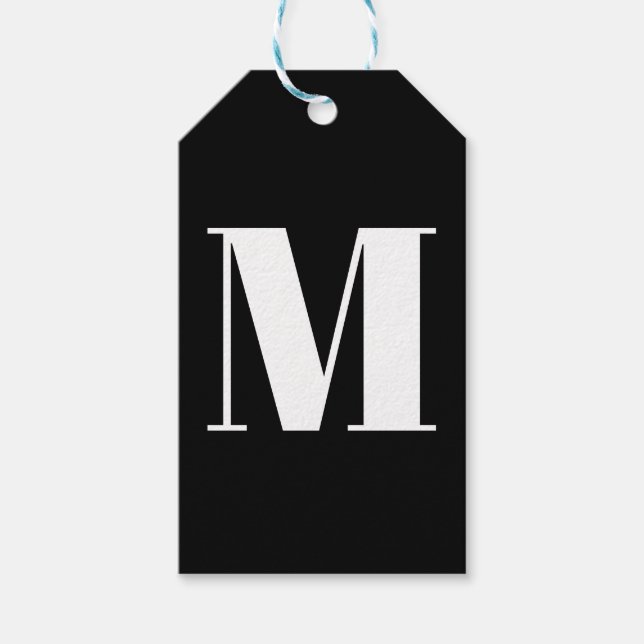 Anpassa inledande svartvit monogram presentetikett (Framsidan)