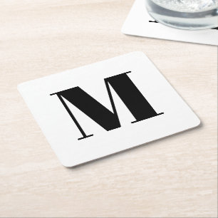 Anpassa inledande svartvit monogram underlägg papper kvadrat
