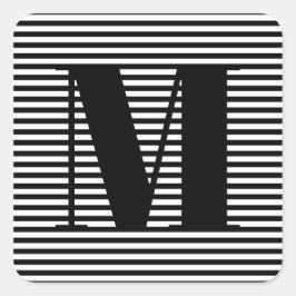 Anpassa inledande svartvit rand i monogram fyrkantigt klistermärke