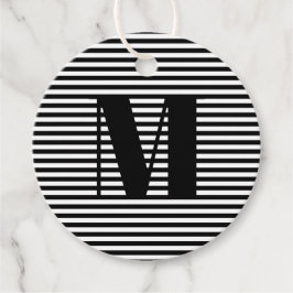 Anpassa inledande svartvit rand i monogram gåvor etiketter