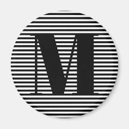 Anpassa inledande svartvit rand i monogram magnet