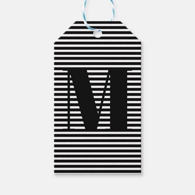 Anpassa inledande svartvit rand i monogram presentetikett (Framsidan)