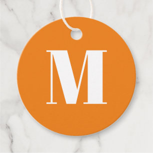 Anpassa inledande vit orange i monogram gåvor etiketter