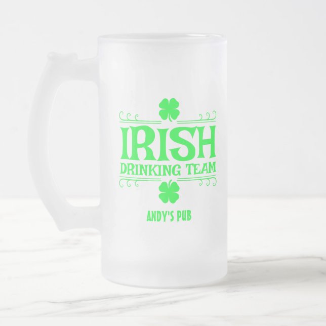 Anpassa, Irish Drinking Team, Lucky, Shamrock. Frostat Ölglas (Vänster)