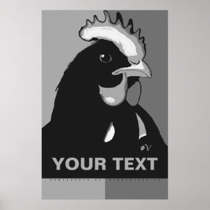 ANPASSA IT Black & White Pop Art ChickenPoster Poster