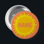 ANPASSA IT Gult Orange Sunshine Namn bricka Knapp<br><div class="desc">Anpassa med den här coolan. Gör en underbar gåva! Du kan anpassa den och även lägga till text. Kolla min butik för mycket mer färg och mönster! Säg till om du vill ha nåt anpassningsbar också.</div>