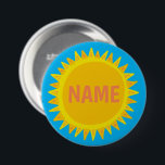 ANPASSA IT-Gulten Blue Sunshine Namn bricka Knapp<br><div class="desc">Anpassa med den här coolan. Gör en underbar gåva! Du kan anpassa den och även lägga till text. Kolla min butik för mycket mer färg och mönster! Säg till om du vill ha nåt anpassningsbar också.</div>